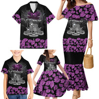 ANZAC Day Remembrance Family Matching Mermaid Dress and Hawaiian Shirt Purple Poppy We Will Remember Them LT9 - Polynesian Pride