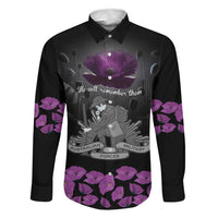 ANZAC Day Remembrance Family Matching Off The Shoulder Long Sleeve Dress and Hawaiian Shirt Purple Poppy We Will Remember Them LT9 Dad's Shirt - Long Sleeve Purple - Polynesian Pride