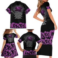 ANZAC Day Remembrance Family Matching Short Sleeve Bodycon Dress and Hawaiian Shirt Purple Poppy We Will Remember Them LT9 - Polynesian Pride
