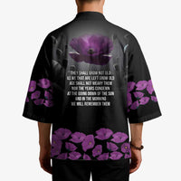 ANZAC Day Remembrance Kimono Purple Poppy We Will Remember Them