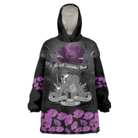 ANZAC Day Remembrance Wearable Blanket Hoodie Purple Poppy We Will Remember Them