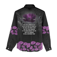 ANZAC Day Remembrance Women Casual Shirt Purple Poppy We Will Remember Them