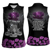 ANZAC Day Remembrance Women Sleeveless Polo Shirt Purple Poppy We Will Remember Them