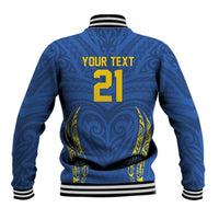 Custom Oceania Football Solomon Kings Baseball Jacket Polynesian Tribal Pattern