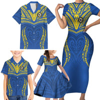 Custom Oceania Football Solomon Kings Family Matching Short Sleeve Bodycon Dress and Hawaiian Shirt Polynesian Tribal Pattern LT9 - Polynesian Pride