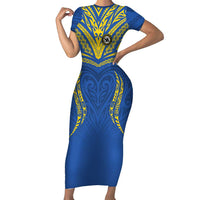 Custom Oceania Football Solomon Kings Short Sleeve Bodycon Dress Polynesian Tribal Pattern