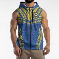 Custom Oceania Football Solomon Kings Sleeveless Zip Hoodie Polynesian Tribal Pattern