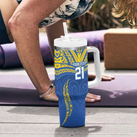 Custom Oceania Football Solomon Kings Tumbler With Handle Polynesian Tribal Pattern