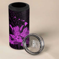 Purple Hawaiian Hibiscus Shaka Sign 4 in 1 Can Cooler Tumbler