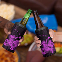 Purple Hawaiian Hibiscus Shaka Sign 4 in 1 Can Cooler Tumbler