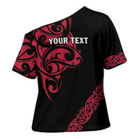 All Black Maori Tribal Tattoo Personalised Cross Shoulder Shirt Classic Red Polynesian Style - Polynesian Pride