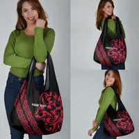 All Black Maori Tribal Tattoo Personalised Grocery Bag Classic Red Polynesian Style LT9 - Polynesian Pride