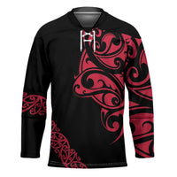 All Black Maori Tribal Tattoo Personalised Hockey Jersey Classic Red Polynesian Style - Polynesian Pride