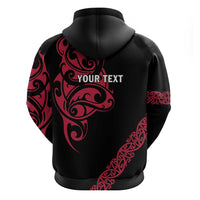 All Black Maori Tribal Tattoo Personalised Zip Hoodie Classic Red Polynesian Style - Polynesian Pride