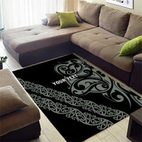 All Black Maori Tribal Tattoo Personalised Area Rug Moss Green Polynesian Style LT9 - Polynesian Pride