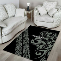 All Black Maori Tribal Tattoo Personalised Area Rug Moss Green Polynesian Style LT9 - Polynesian Pride