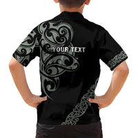 All Black Maori Tribal Tattoo Personalised Family Matching Long Sleeve Bodycon Dress and Hawaiian Shirt Moss Green Polynesian Style LT9 - Polynesian Pride