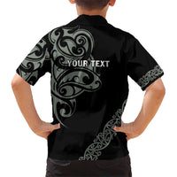 All Black Maori Tribal Tattoo Personalised Hawaiian Shirt Moss Green Polynesian Style - Polynesian Pride