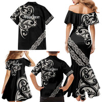 All Black Maori Tribal Tattoo Personalised Family Matching Mermaid Dress and Hawaiian Shirt Stone Gray Polynesian Style LT9 - Polynesian Pride