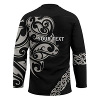 All Black Maori Tribal Tattoo Personalised Hockey Jersey Stone Gray Polynesian Style - Polynesian Pride