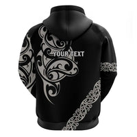 All Black Maori Tribal Tattoo Personalised Hoodie Stone Gray Polynesian Style - Polynesian Pride