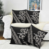 All Black Maori Tribal Tattoo Personalised Pillow Cover Stone Gray Polynesian Style - Polynesian Pride