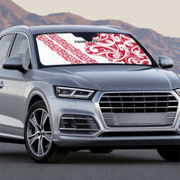 All White Maori Tribal Tattoo Personalised Auto Sun Shade Classic Red Polynesian Style LT9 - Polynesian Pride