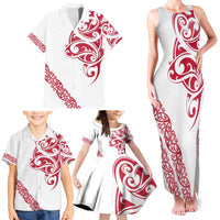 All White Maori Tribal Tattoo Personalised Family Matching Tank Maxi Dress and Hawaiian Shirt Classic Red Polynesian Style LT9 - Polynesian Pride