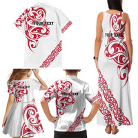 All White Maori Tribal Tattoo Personalised Family Matching Tank Maxi Dress and Hawaiian Shirt Classic Red Polynesian Style LT9 - Polynesian Pride