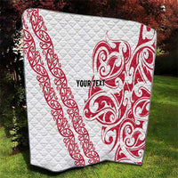 All White Maori Tribal Tattoo Personalised Quilt Classic Red Polynesian Style - Polynesian Pride
