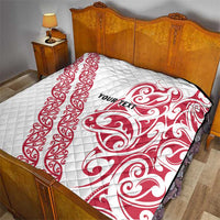 All White Maori Tribal Tattoo Personalised Quilt Classic Red Polynesian Style - Polynesian Pride