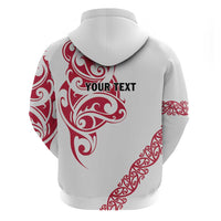 All White Maori Tribal Tattoo Personalised Zip Hoodie Classic Red Polynesian Style - Polynesian Pride