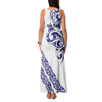All White Maori Tribal Tattoo Personalised Family Matching Tank Maxi Dress and Hawaiian Shirt Dark Blue Polynesian Style LT9 - Polynesian Pride