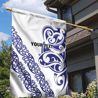 All White Maori Tribal Tattoo Personalised Garden Flag Dark Blue Polynesian Style LT9 - Polynesian Pride