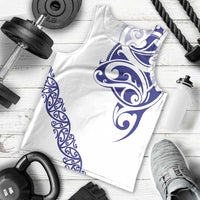 All White Maori Tribal Tattoo Personalised Men Tank Top Dark Blue Polynesian Style LT9 - Polynesian Pride