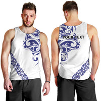 All White Maori Tribal Tattoo Personalised Men Tank Top Dark Blue Polynesian Style LT9 - Polynesian Pride