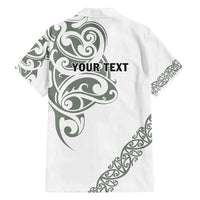 All White Maori Tribal Tattoo Personalised Family Matching Tank Maxi Dress and Hawaiian Shirt Moss Green Polynesian Style LT9 - Polynesian Pride