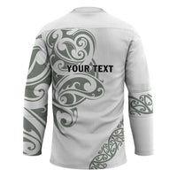 All White Maori Tribal Tattoo Personalised Hockey Jersey Moss Green Polynesian Style - Polynesian Pride