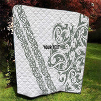 All White Maori Tribal Tattoo Personalised Quilt Moss Green Polynesian Style LT9 - Polynesian Pride