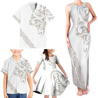 All White Maori Tribal Tattoo Personalised Family Matching Tank Maxi Dress and Hawaiian Shirt Stone Gray Polynesian Style LT9 - Polynesian Pride