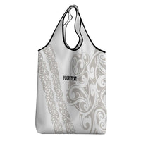 All White Maori Tribal Tattoo Personalised Grocery Bag Stone Gray Polynesian Style LT9 - Polynesian Pride