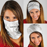 All White Maori Tribal Tattoo Personalised Neck Gaiter Stone Gray Polynesian Style LT9