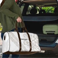 All White Maori Tribal Tattoo Personalised Travel Bag Stone Gray Polynesian Style - Polynesian Pride