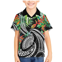 Polynesian Pacific Rugby Tribal Family Matching Mermaid Dress and Hawaiian Shirt Tropical Vibe LT9 Son's Shirt Black - Polynesian Pride