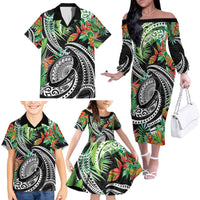 Polynesian Pacific Rugby Tribal Family Matching Off The Shoulder Long Sleeve Dress and Hawaiian Shirt Tropical Vibe LT9 - Polynesian Pride