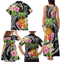 Hau'oli Makahiki Hou Family Matching Tank Maxi Dress and Hawaiian Shirt Aloha Pineapple Tropical Vibe LT9 - Polynesian Pride