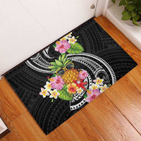 Hau'oli Makahiki Hou Rubber Doormat Aloha Pineapple Tropical Vibe
