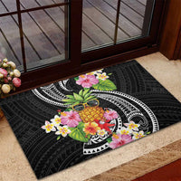Hau'oli Makahiki Hou Rubber Doormat Aloha Pineapple Tropical Vibe