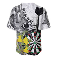Personalised New Zealand Darts Baseball Jersey Kowhai Floral with Maori Tattoo