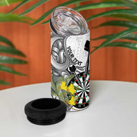 Personalised New Zealand Darts 4 in 1 Can Cooler Tumbler Kowhai Floral with Maori Tattoo LT9 - Polynesian Pride